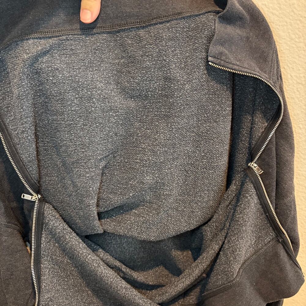 Aerie Dark Grey Hooded Sweatshirt w Fabric Draw Strings and adjustable sides M - Picture 6 of 6